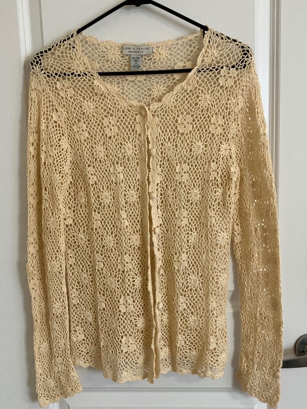 Lord & Taylor Linen Crochet Cardigan